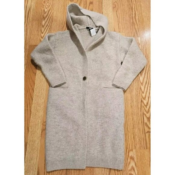 Uniqlo Long Cardigan Women's XS Beige Wool Warm Comfy - Picture 1 of 7